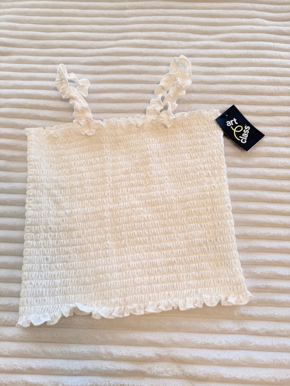 art class Cream Smocked Ruffle Cami